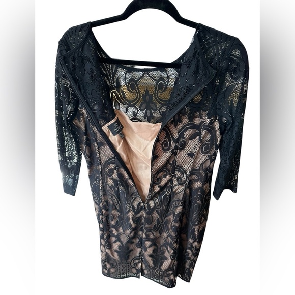 Adrianna Papell Elegant Black and Tan Lace Dress size 12 - Picture 7 of 10